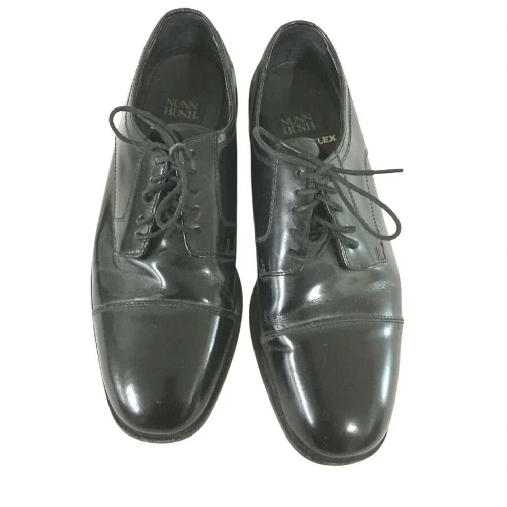 Nunn Bush Dress Flex Mens Oxford Lace Up Leather Shoes Black‎ Size 10